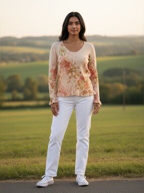 NEW Vtg Sundance~Art & Imagination Cotton Cardigan~ Peachy-Pink~ size Small